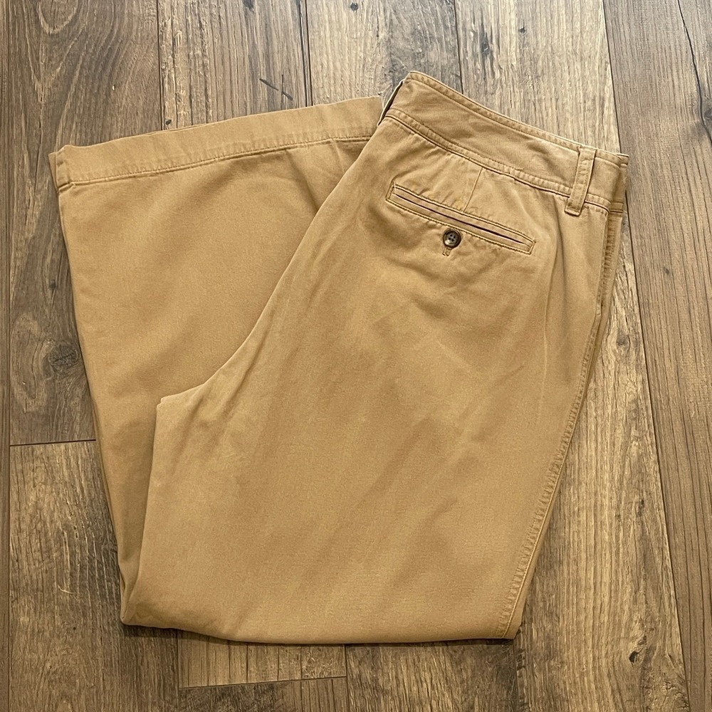Lauren Ralph Lauren Tan Khaki Wide Leg Trousers Rayon Cotton Size 12